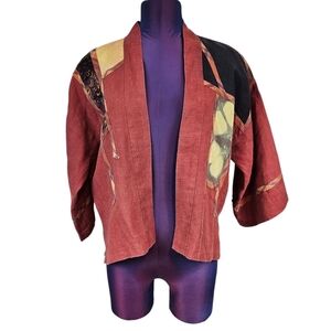 Rochester Folk Art Guild Rust Patchwork Kimono Jacket Size Medium Women's A20